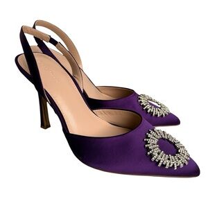 The Drop Women's Klara Clean Purple Pointed Toe Slingbacks | 8.5